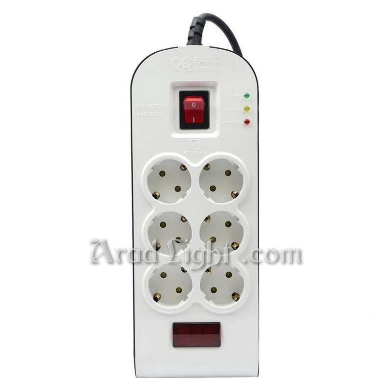 محافظ شش خانه ارت دار با کلید و کابل 1.8 متری (طرح جدید) پارت